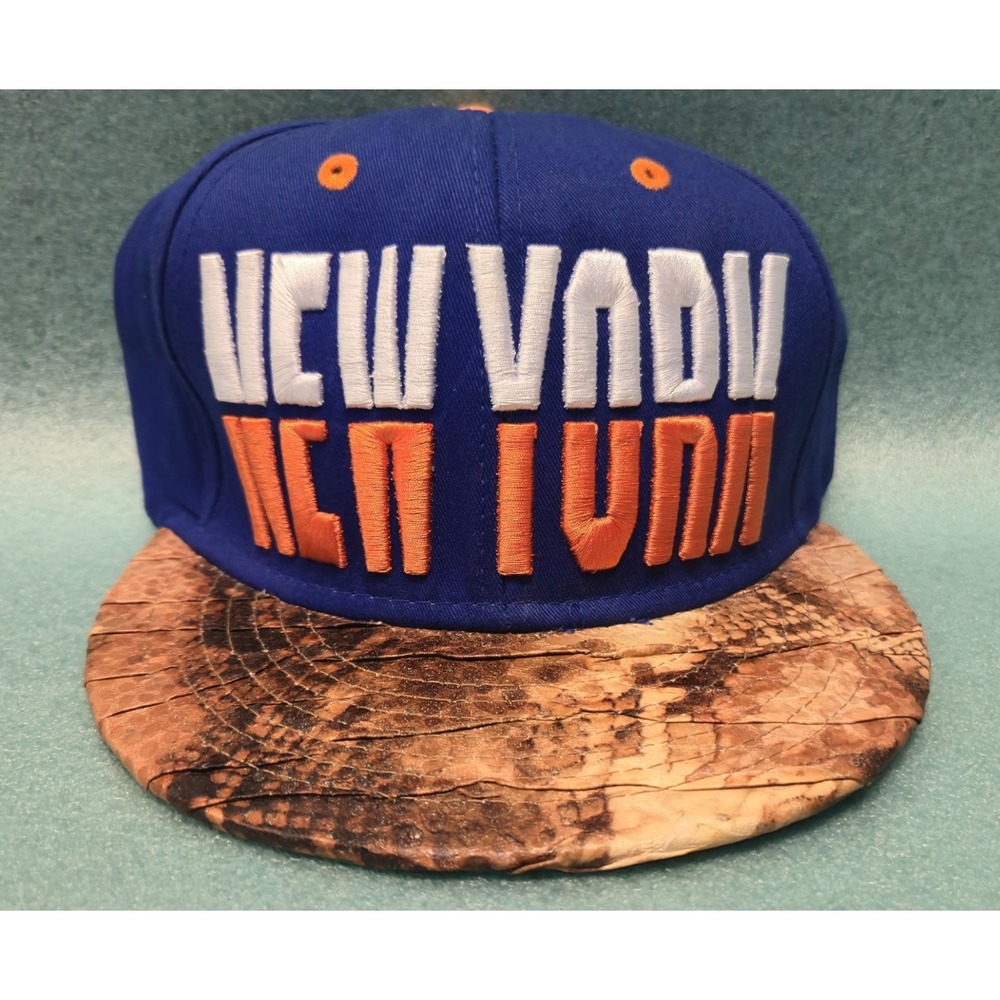 Snapback New York Basketball Hat/Cap White Blue Orange Snakeskin / KB Ethos